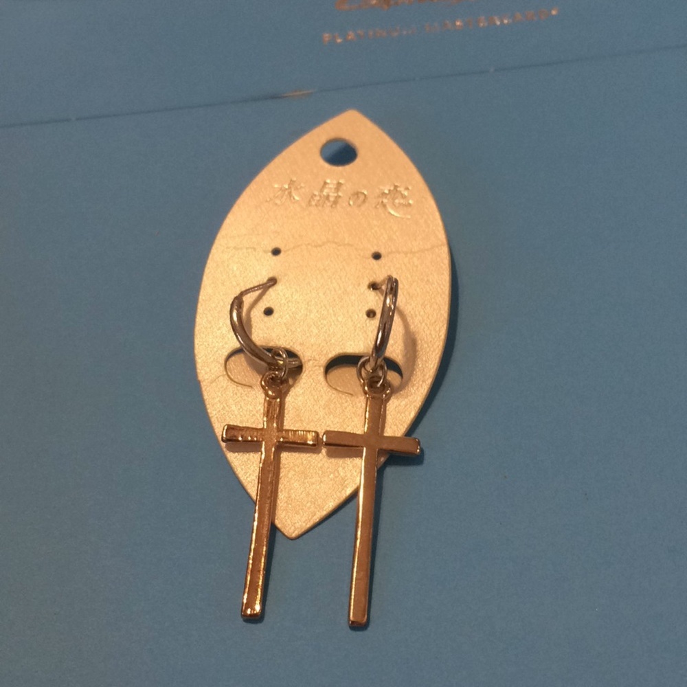 FINAL MARKDOWN New hanging cross earrings